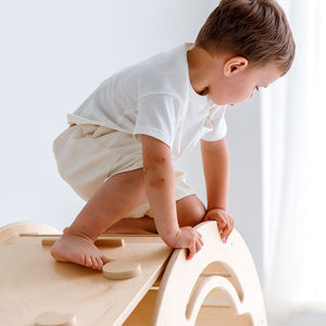 Smyles Arche de Motricité Montessori + Toboggan bois naturel