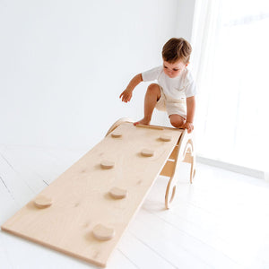 Smyles Arche de Motricité Montessori + Toboggan bois naturel