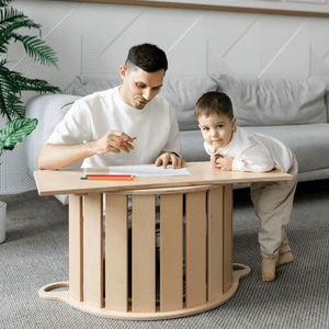 Smyles Arche de Motricité Montessori + Toboggan bois naturel