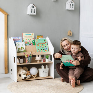 Smyles Étagère + Bibliothèque Montessori 2 en 1 Blanche
