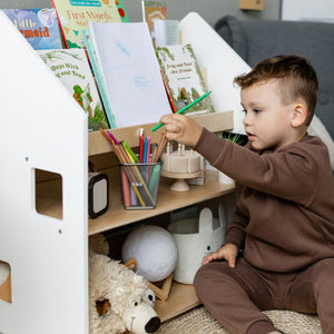 Smyles Étagère + Bibliothèque Montessori 2 en 1 Blanche