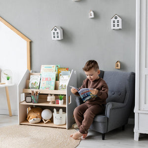 Smyles Étagère + Bibliothèque Montessori 2 en 1 Blanche