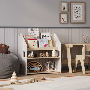 Smyles Étagère + Bibliothèque Montessori 2 en 1 Blanche