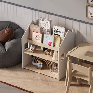 Smyles Étagère + Bibliothèque Montessori 2 en 1 Blanche