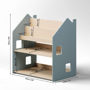 Smyles Étagère + Bibliothèque Montessori 2 en 1 Bleue