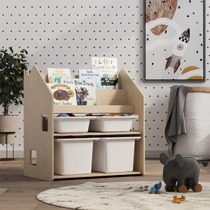 Smyles Étagère + Bibliothèque Montessori 2 en 1 Bois