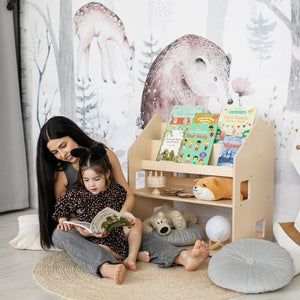Smyles Étagère + Bibliothèque Montessori 2 en 1 Bois