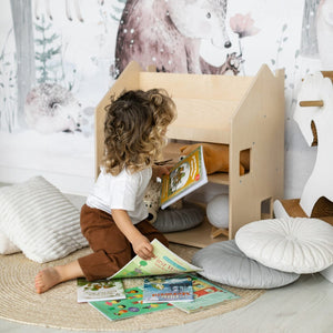 Smyles Étagère + Bibliothèque Montessori 2 en 1 Bois