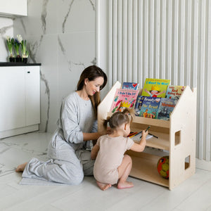 Smyles Étagère + Bibliothèque Montessori 2 en 1 Bois
