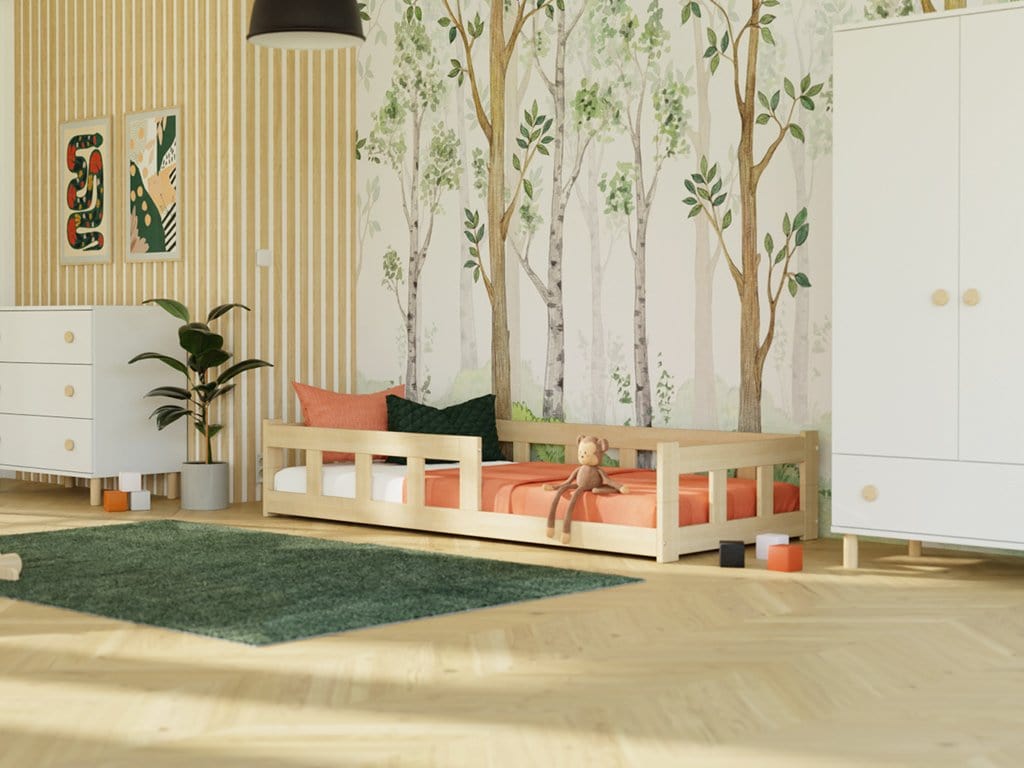 BENLEMI Lit Montessori individuel FENCE avec 2 Barrière