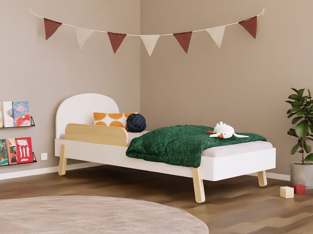 Smyles Lit Montessori  NOVA Tête de Lit arrondie et Paroi  90x200 cm