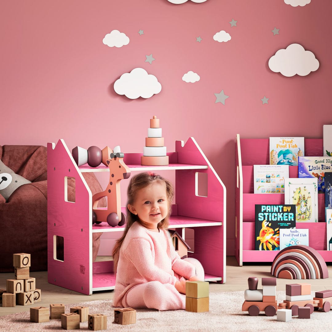 Smyles Pack Étagère + Bibliothèque Montessori Rouge