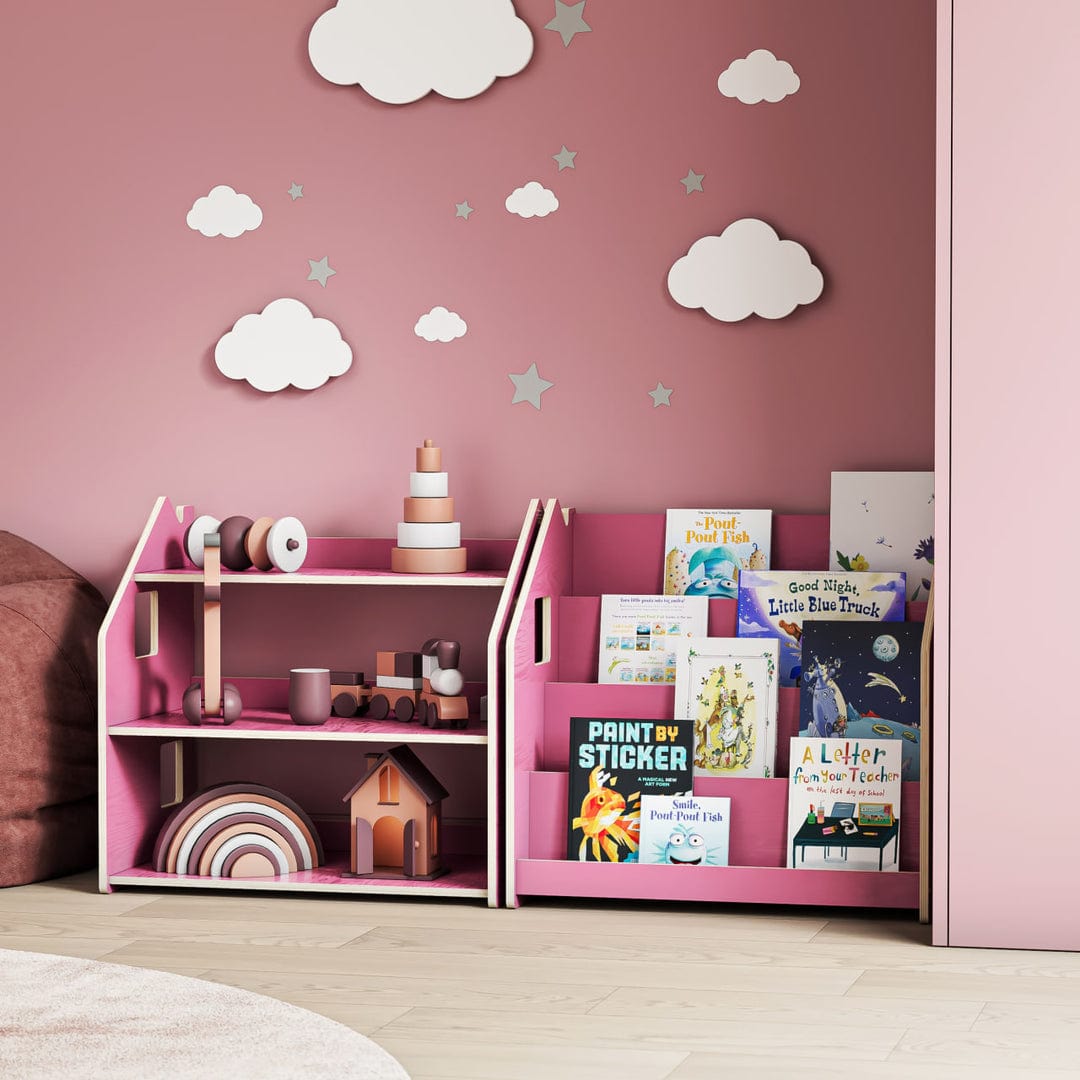 Smyles Pack Étagère + Bibliothèque Montessori Rouge