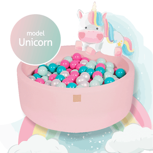 MeowBaby Licorne Piscine à balles Ronde Coton Rose clair 90x40cm Avec 250 balles