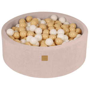 MeowBaby Blanc/Beige Piscine à balles Ronde Velours Écru Avec 200 balles
