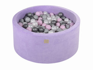 MeowBaby Argent/Gris/Rose Pastel/Blanc Perle Piscine à balles Ronde Velours Lilas Avec 300 balles