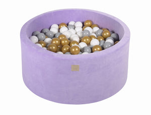 MeowBaby Or/Blanc/Gris Piscine à balles Ronde Velours Lilas Avec 300 balles
