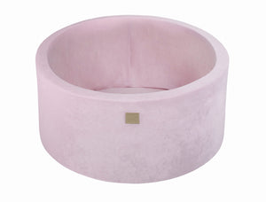 MeowBaby Pas de balles Piscine à balles Ronde Velours Rose pastel Avec 300 balles