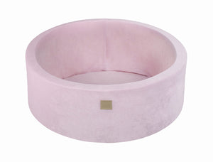 MeowBaby Pas de balles Piscine à balles Ronde Velours Rose poudré Avec 200 balles