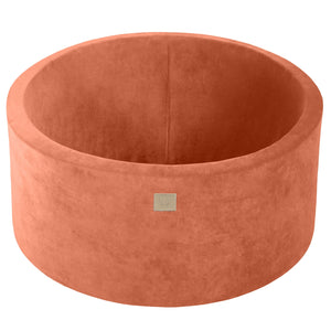 MeowBaby Pas de balles Piscine à balles Ronde Velours Rouge Marsala Avec 300 balles