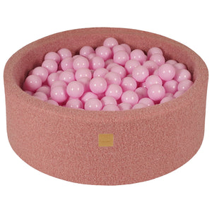 MeowBaby Rose pastel Piscine à balles Rounde Tissu Bouclé Rose, 90x30 cm