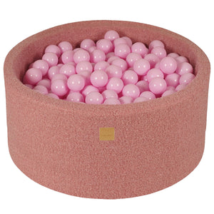 MeowBaby Rose pastel Piscine à balles Rounde Tissu Bouclé Rose, 90x40 cm