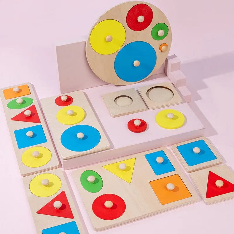 Smyles Puzzle de géométrie en bois Montessori