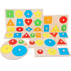 Smyles Puzzle de géométrie en bois Montessori