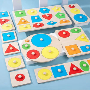 Smyles Puzzle de géométrie en bois Montessori