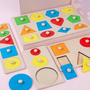 Smyles Puzzle de géométrie en bois Montessori