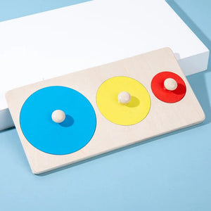 Smyles Panneau à trois cercles Puzzle de géométrie en bois Montessori