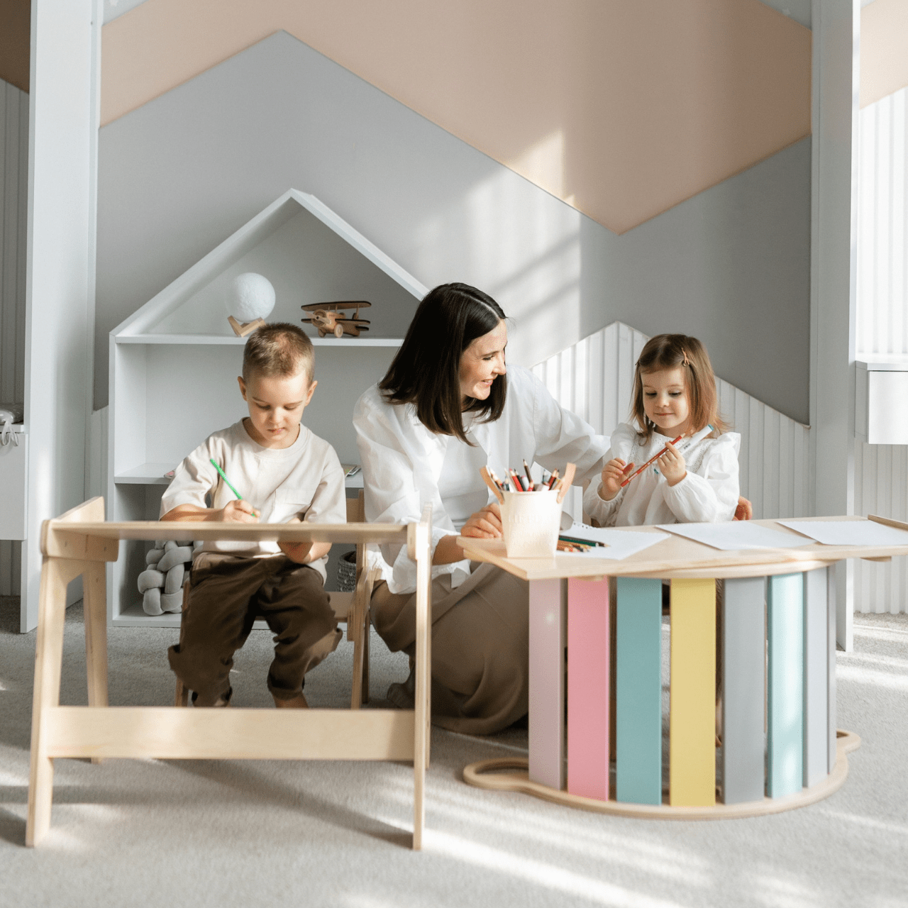 Smyles Arche de Motricité Montessori Pastel + Toboggan