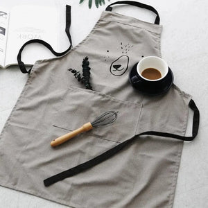 Smyles Gray / Kids Cartoon Bear Kids Adult Aprons Woman kitchen apron BBQ Bib Baking Parent Child Painting Interest class Apron Home Cleaning Tools