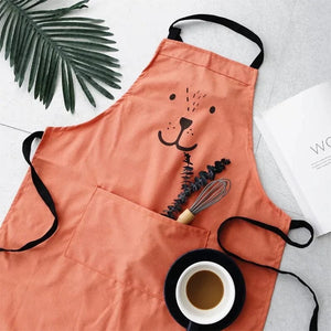 Smyles Red / Kids Cartoon Bear Kids Adult Aprons Woman kitchen apron BBQ Bib Baking Parent Child Painting Interest class Apron Home Cleaning Tools