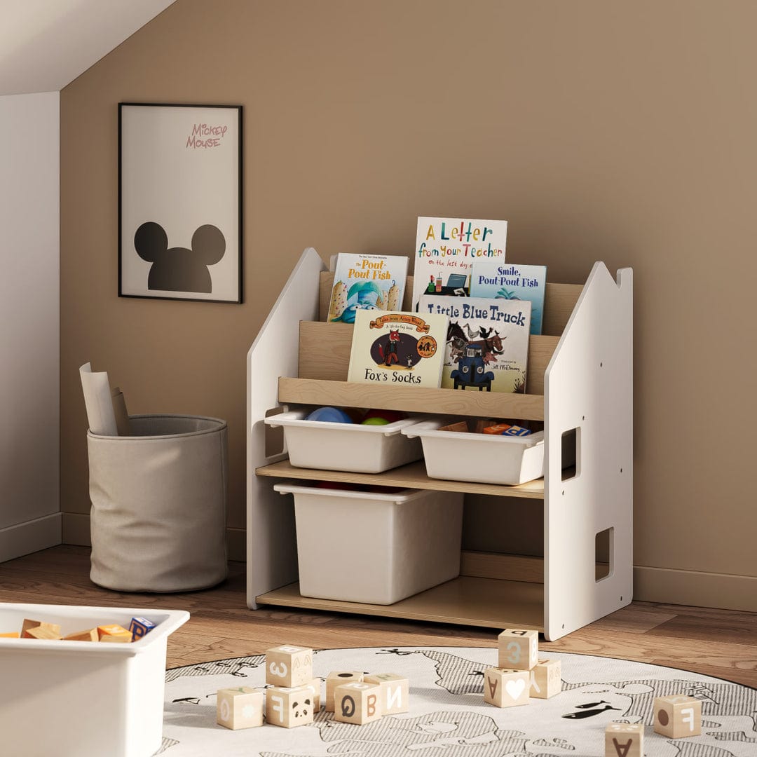Smyles Étagère + Bibliothèque Montessori 2 en 1 Blanche