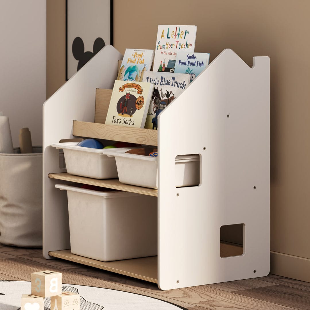 Smyles Étagère + Bibliothèque Montessori 2 en 1 Blanche