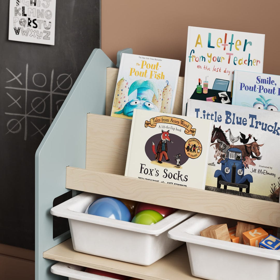 Smyles Étagère + Bibliothèque Montessori 2 en 1 Bleue