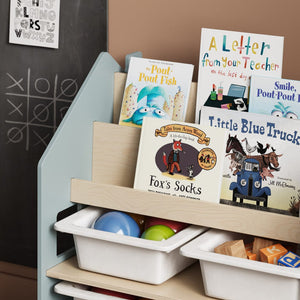 Smyles Étagère + Bibliothèque Montessori 2 en 1 Bleue
