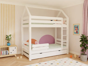 BENLEMI Blanc / Avec espace de Rangement / Avec barrière inférieure Lit Montessori ALPY avec échelle 90x200 cm