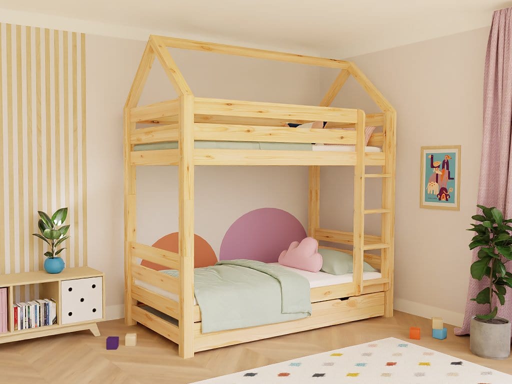 BENLEMI Bois Laqué / Avec espace de Rangement / Avec barrière inférieure Lit Montessori ALPY avec échelle 90x200 cm