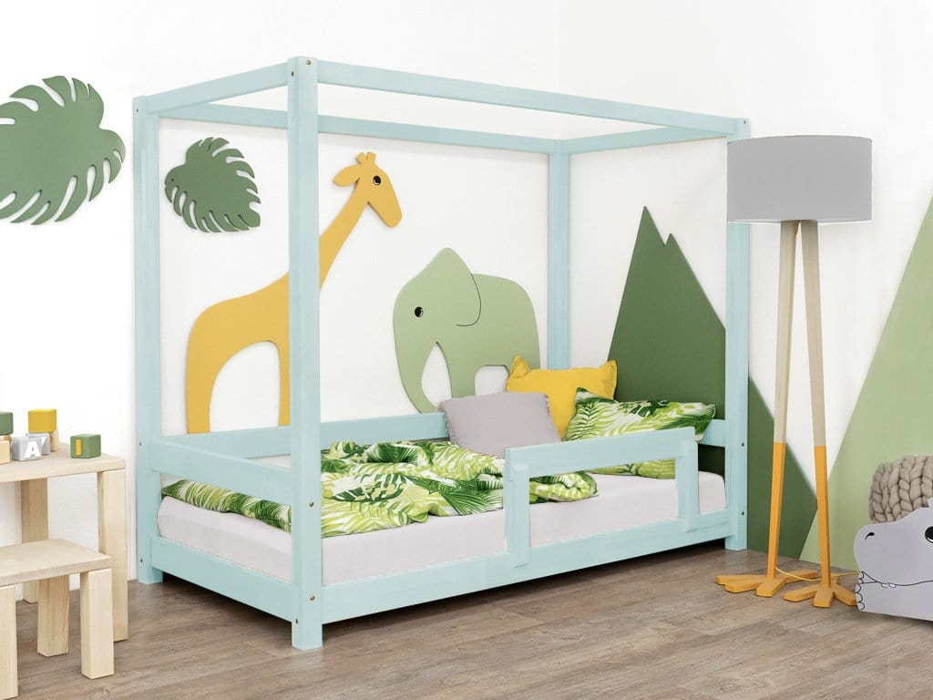 BENLEMI 80 * 160 cm / Bleu Ciel Lit Montessori BUNKY avec barrières