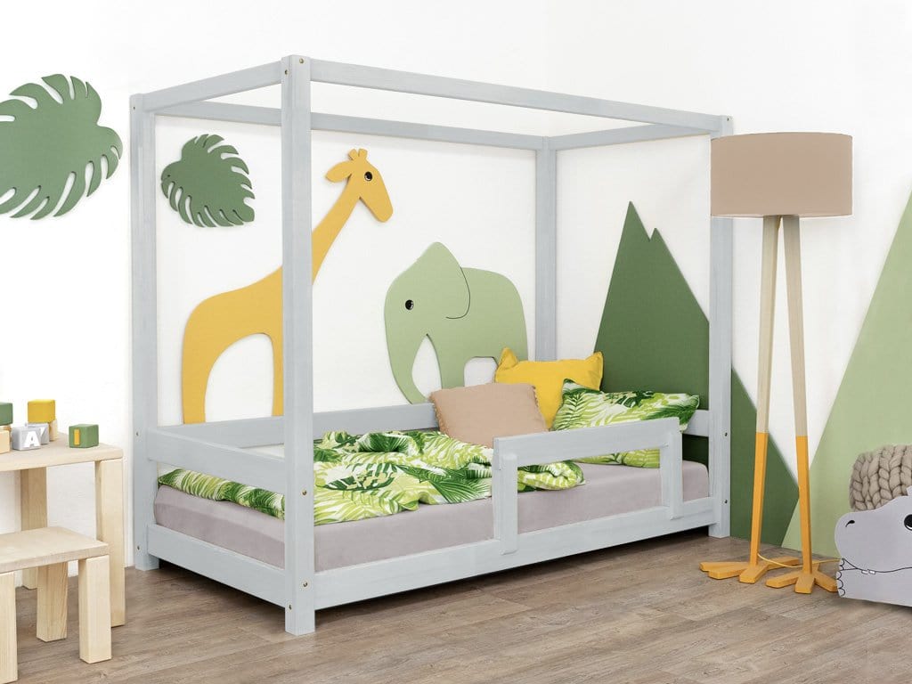 BENLEMI 80 * 160 cm / Gris Lit Montessori BUNKY avec barrières