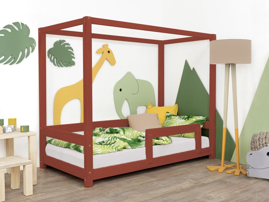 BENLEMI 80 * 160 cm / Rouge Lit Montessori BUNKY avec barrières