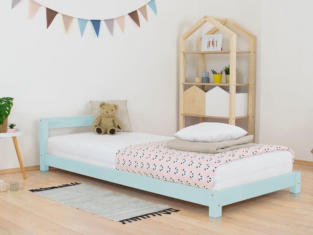 BENLEMI 80 * 160 cm / Bleu Ciel Lit Montessori DREAMY avec tête de lit