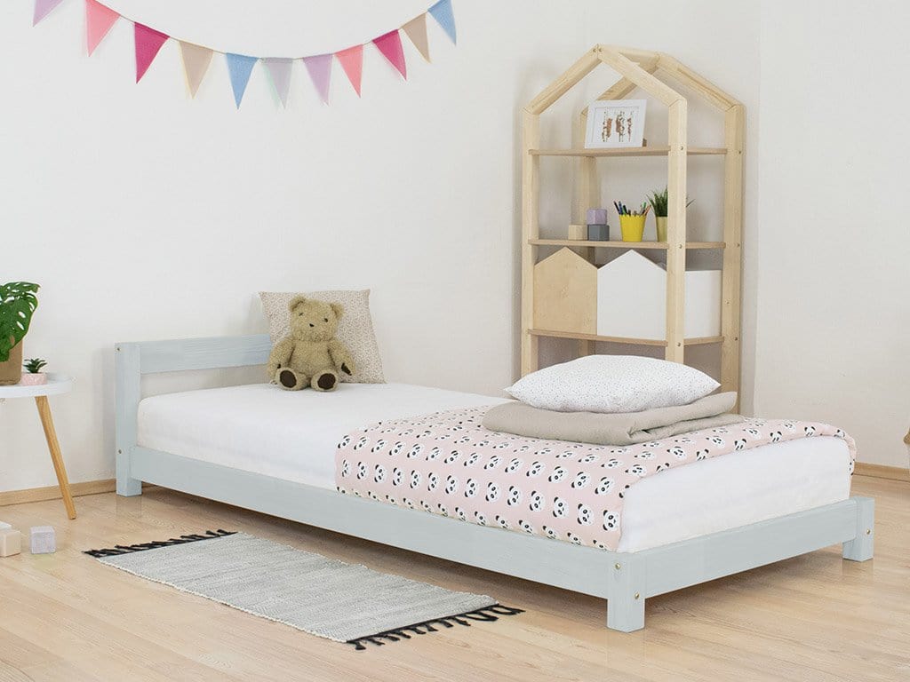 BENLEMI 80 * 160 cm / Gris Lit Montessori DREAMY avec tête de lit