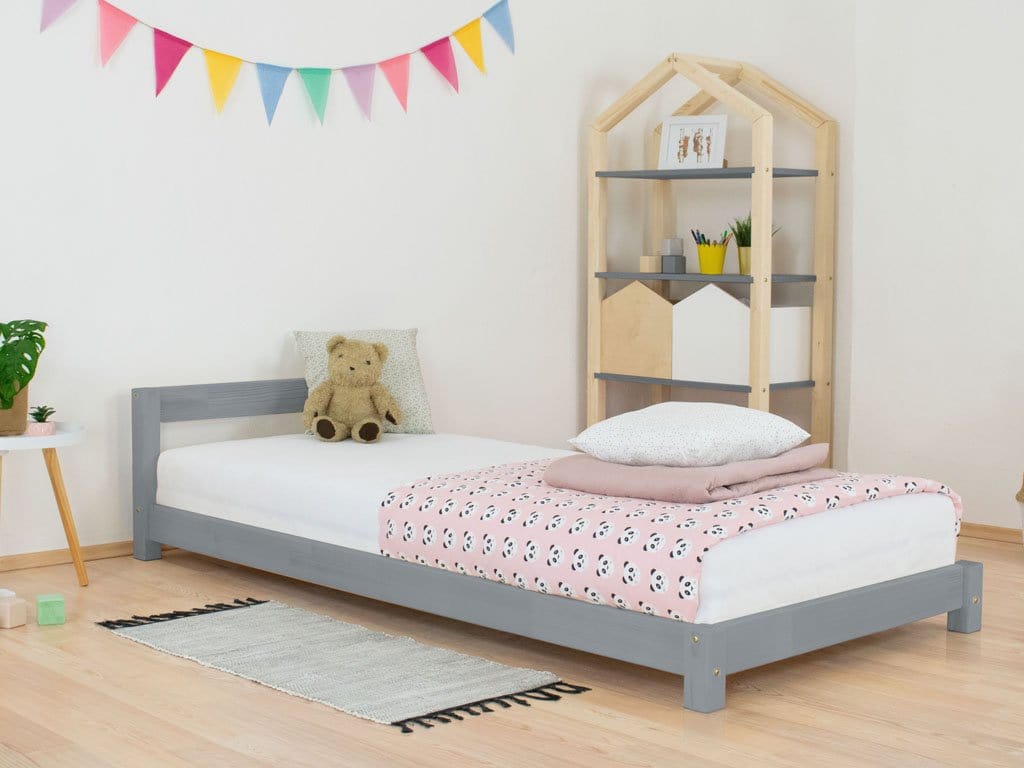 BENLEMI 80 * 160 cm / Taupe Lit Montessori DREAMY avec tête de lit