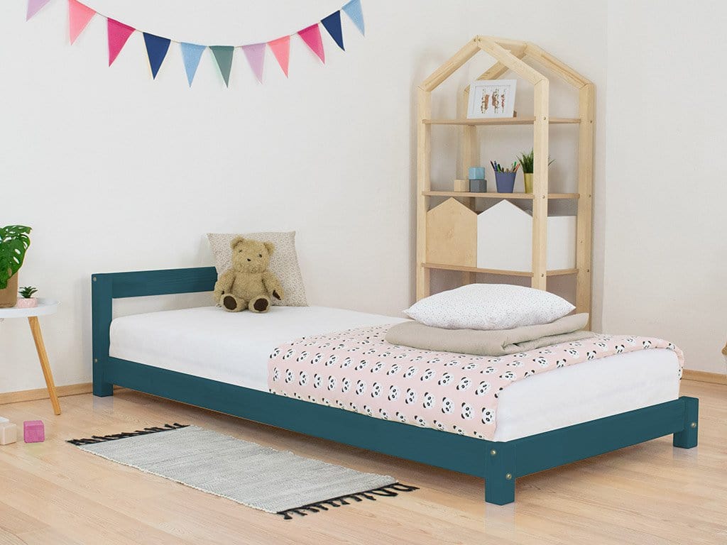 BENLEMI 80 * 160 cm / Vert Pétrol Lit Montessori DREAMY avec tête de lit