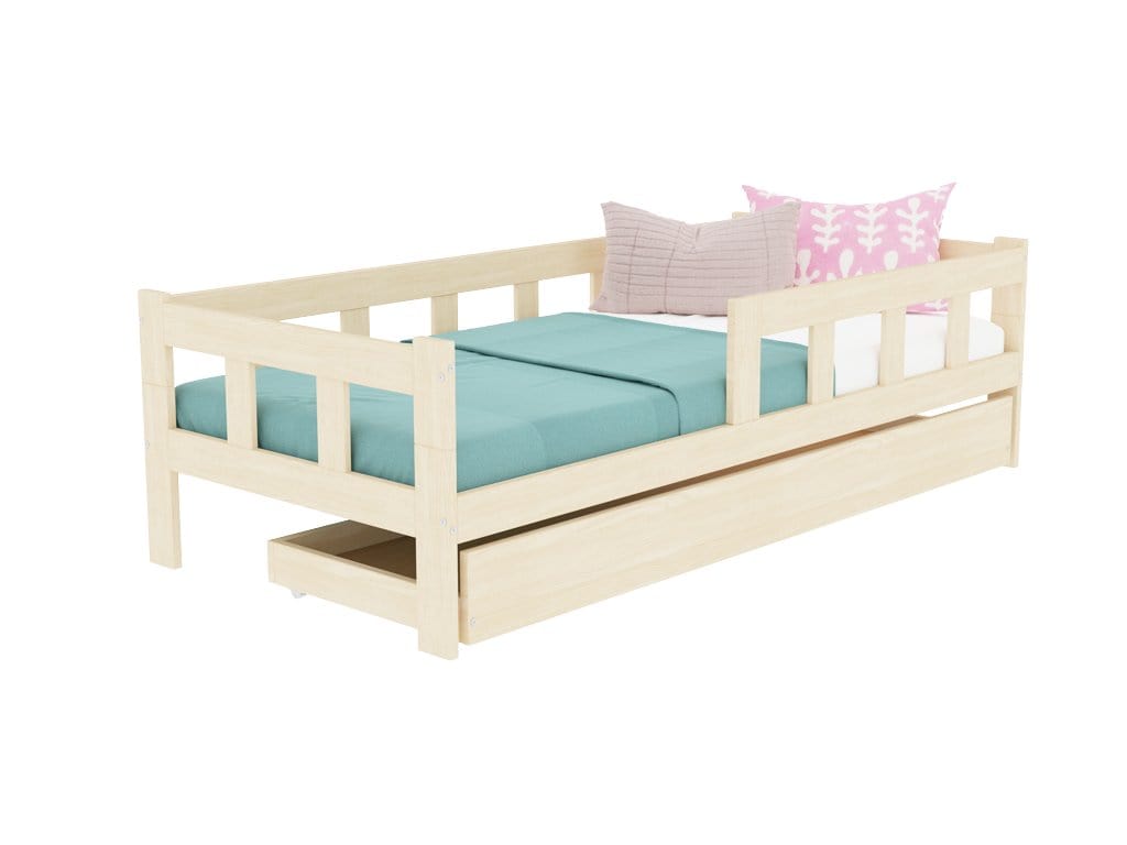 BENLEMI Lit Montessori individuel FENCE en bois avec 2 Barrière