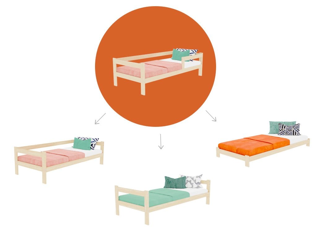 BENLEMI Lit Montessori individuel SAFE en bois avec 2 barrières