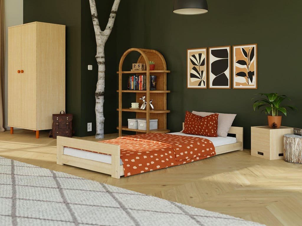 BENLEMI Lit Montessori individuel SIMPLY en bois avec 2 tête de lit